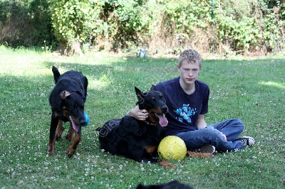 des berges de l'Isac - Un vacancier avec les chiens